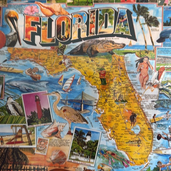 White Mountain Yellow and Blue Florida Puzzle Game - Picture 2 of 3